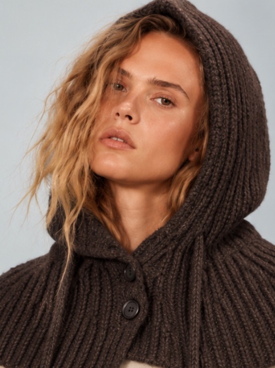 Zara Accessories - Zara NWT Brown Chunky Ribbed Knit Balaclava Hood Scarf Medium 1758/656